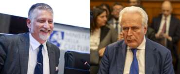 Il ministro Alessandro Giuli; il governatore della Toscana Eugenio Giani