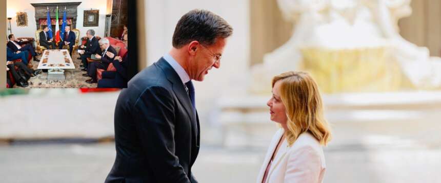 Bilaterale Meloni-Rutte, focus su difesa e sicurezza. “Italia alleata importante e attiva nella Nato” Bilaterale Meloni-Rutte, focus su difesa e sicurezza. “Italia alleata importante e attiva nella Nato”