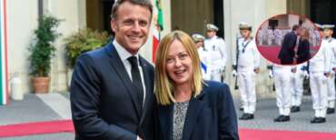 Bilaterale Meloni-Macron a Palazzo Chigi tra sorrisi e scambio di baci. “Italia partner cruciale in Europa” (video)