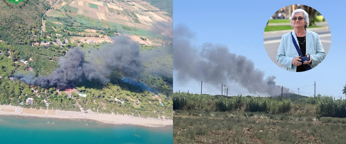 Anche Rosy Bindi tra gli evacuati della pineta di Castiglione della Pescaia in fiamme