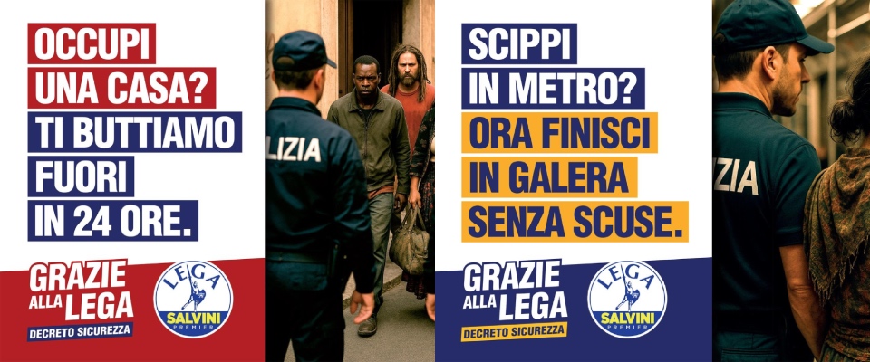 roma gualtieri fa rimuovere i manifesti della lega sul dl sicurezza bavaglio comunista faremo affissioni in tutta italia