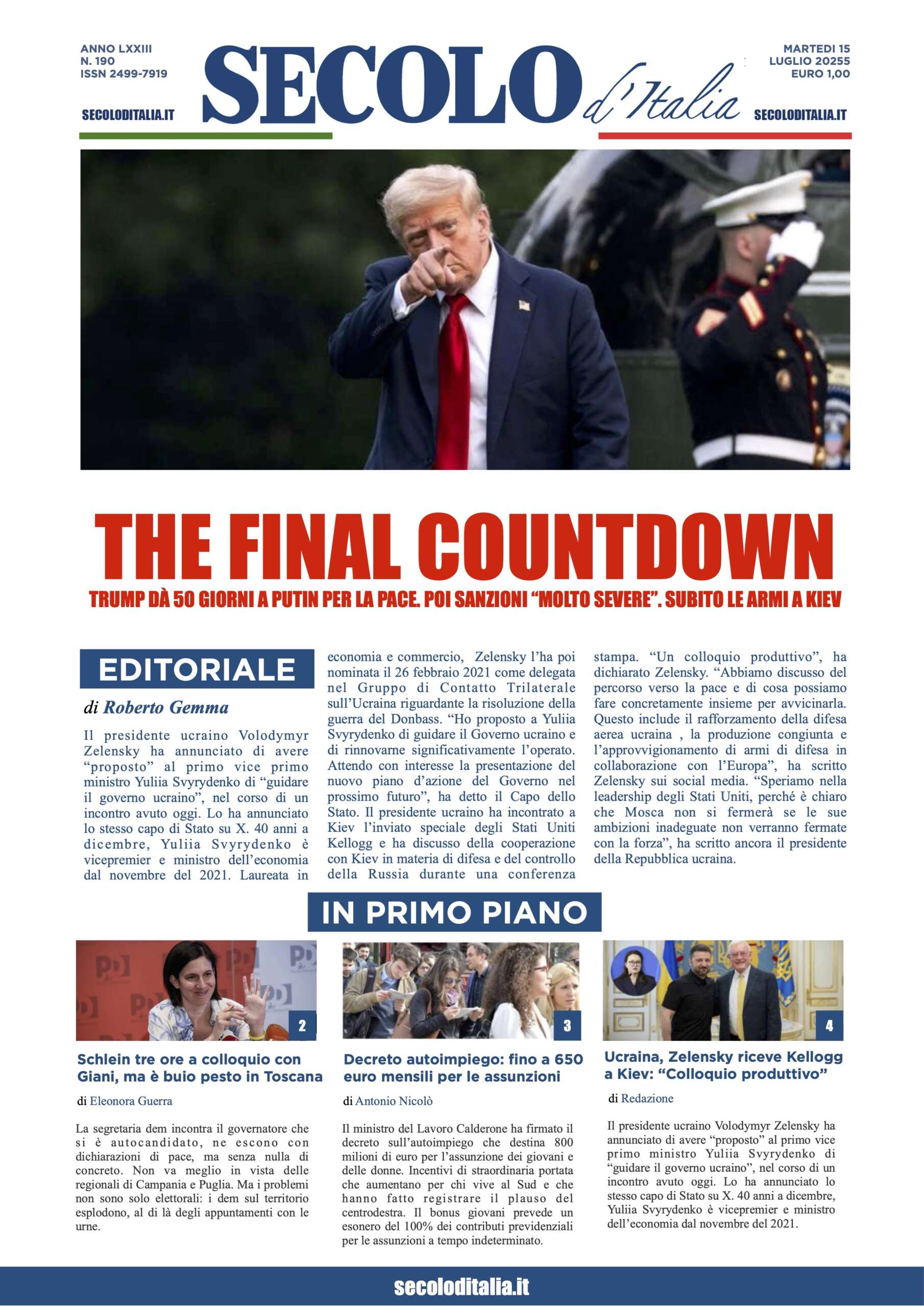 Martedi 15 luglio 2025