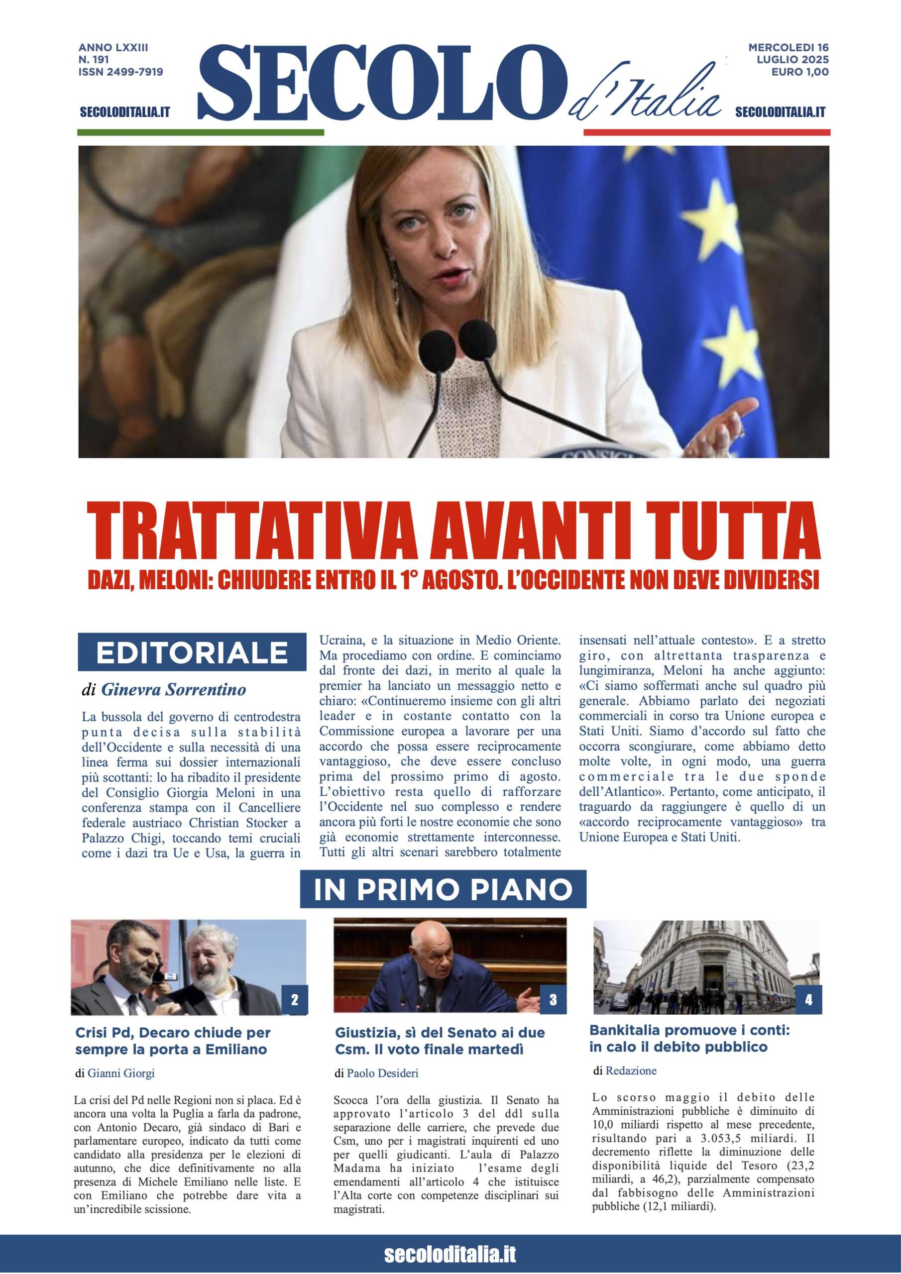 Mercoledi 16 luglio 2025