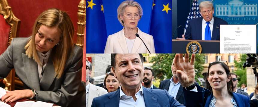 Il coro patetico delle sinistre: “Resa a Trump, colpa di Meloni”. Ma la firma è di von der Leyen, grande amica degli indignados Il coro patetico delle sinistre: “Resa a Trump, colpa di Meloni”. Ma la firma è di von der Leyen, grande amica degli indignados