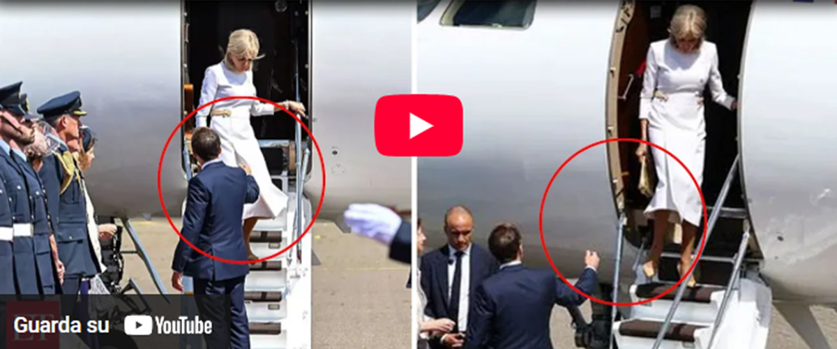 Macron umiliato di nuovo dalla moglie Brigitte: dopo lo schiaffo, la mano negata sulla scaletta dell’aereo (video) Macron umiliato di nuovo dalla moglie Brigitte: dopo lo schiaffo, la mano negata sulla scaletta dell’aereo (video)