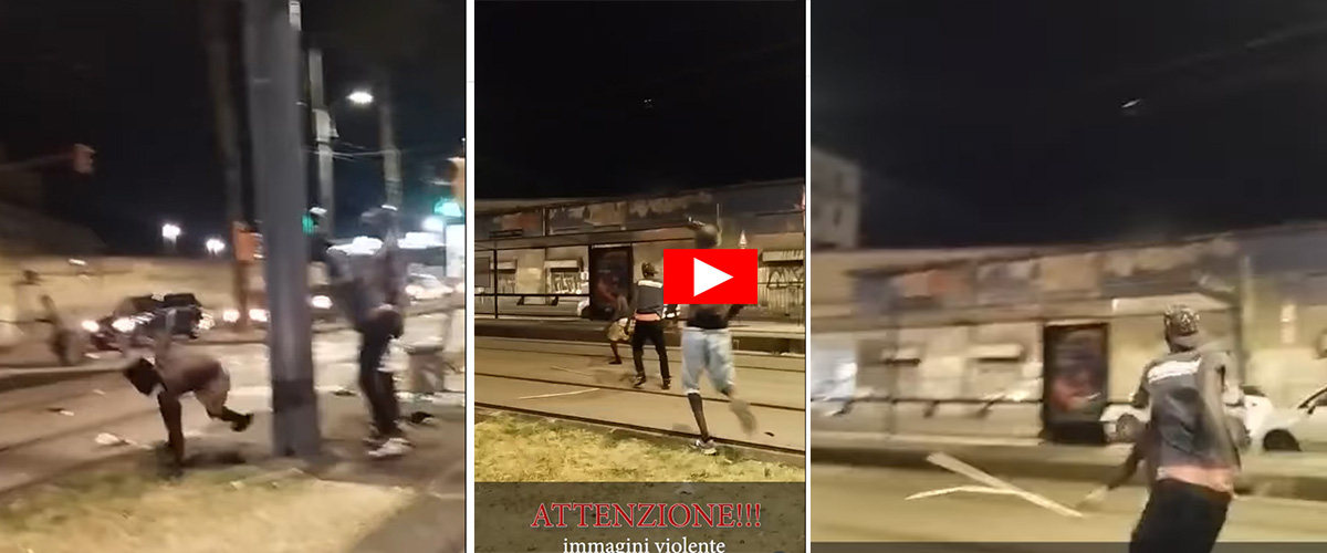 far west napoli rissa in strada a colpi di mazze tra immigrati ubriachi il video di un cittadino indignato