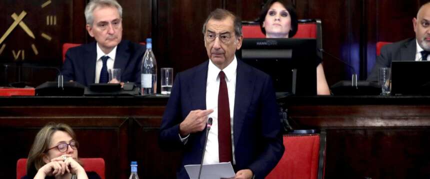 Il sindaco Giuseppe Sala durante il suo intervento a Palazzo Marino