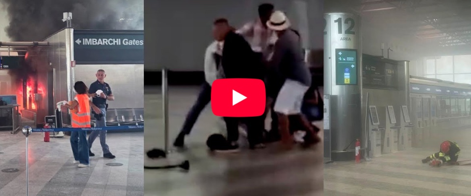 terrore a malpensa pregiudicato africano d224 fuoco al terminal 1 passeggeri in fuga video