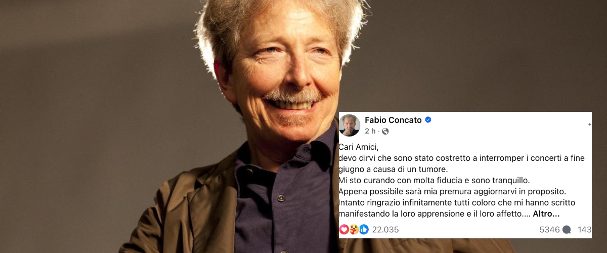 Fabio Concato annuncia sui social: “Ho un tumore, devo fermare i concerti. Mi sto curando con fiducia”