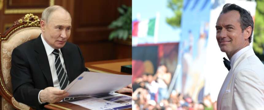 Jude Law a Venezia: “Nessun imbarazzo a interpretare Putin”. E impartisce una lezione a Marinelli ‘straziato’ per il Duce Jude Law a Venezia: “Nessun imbarazzo a interpretare Putin”. E impartisce una lezione a Marinelli ‘straziato’ per il Duce
