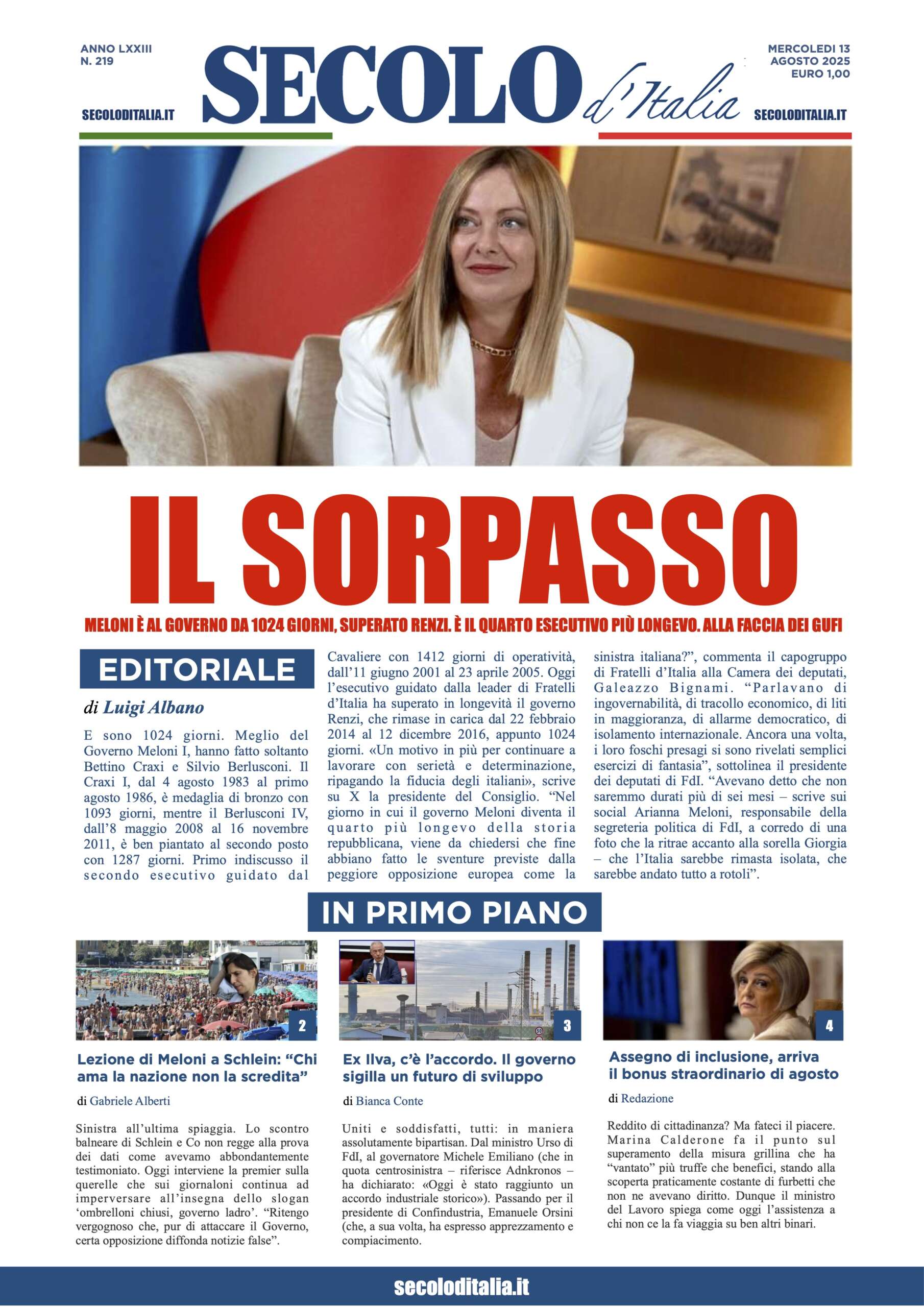 Mercoledi 13 agosto 2025