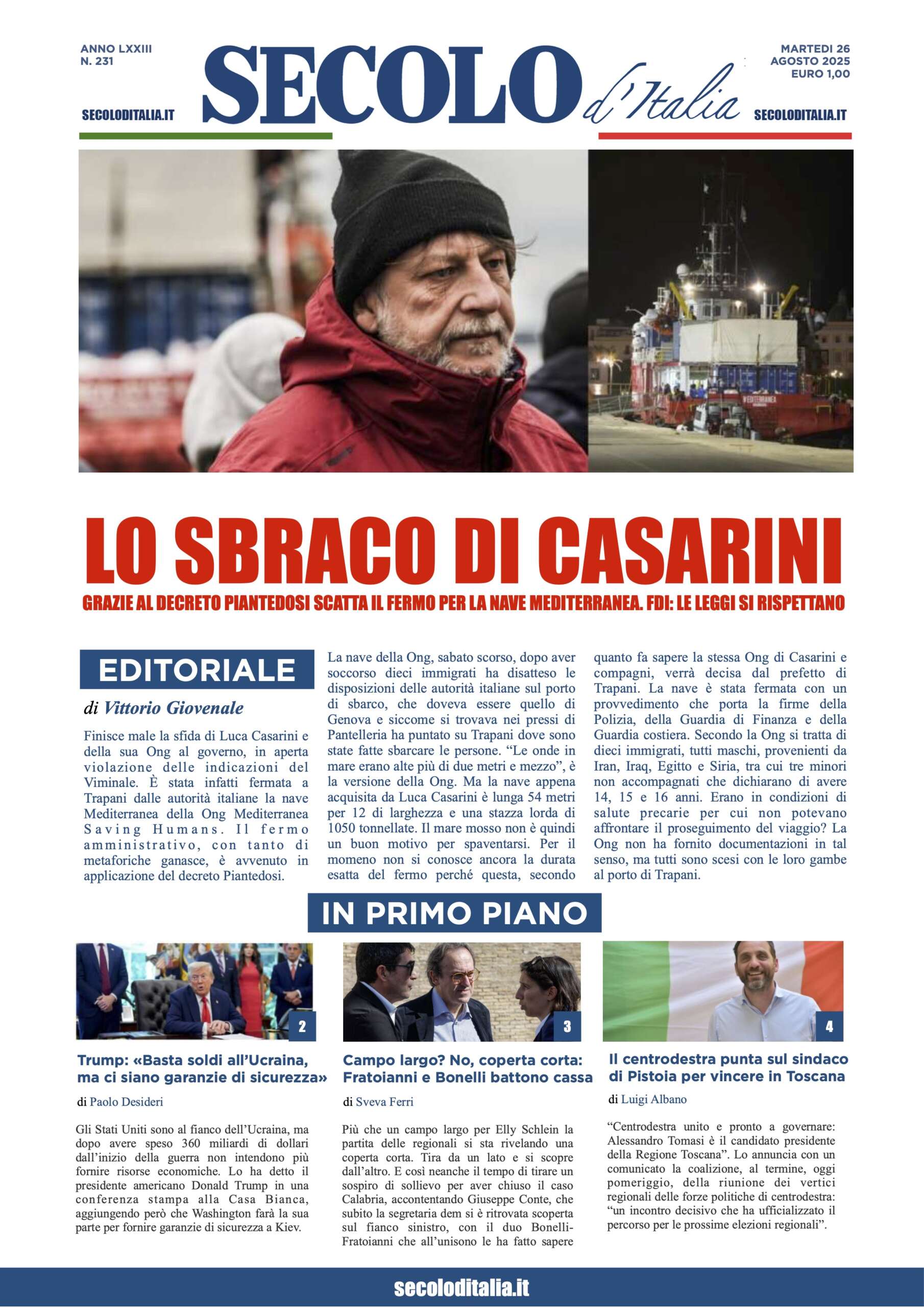 Martedi 26 agosto 2025