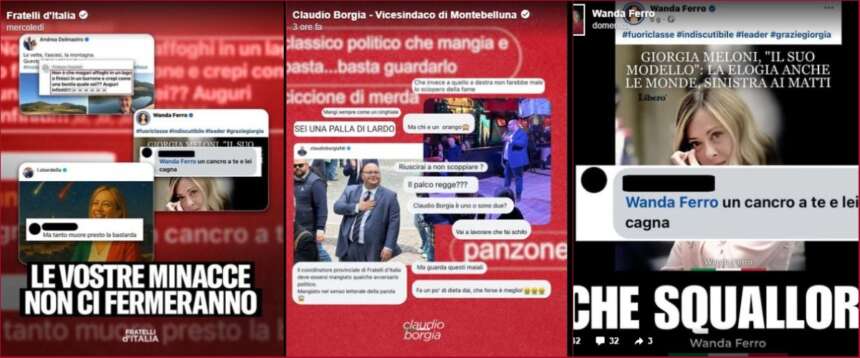 Insulti della sinistra, FdI smaschera e replica all’orrore