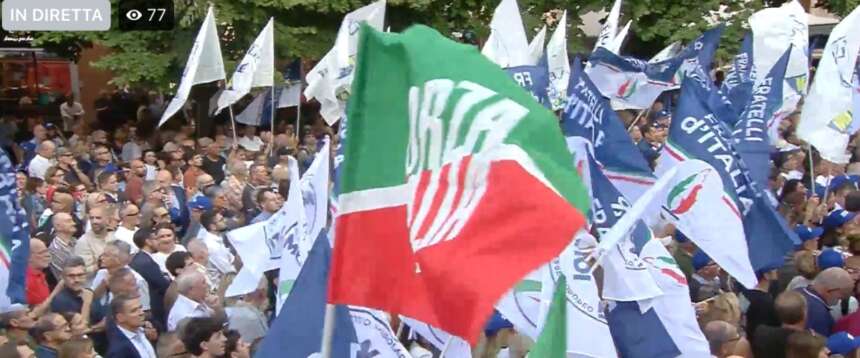 Meloni coi leader del centrodestra ad Ancona per Acquaroli: segui la diretta (video)
