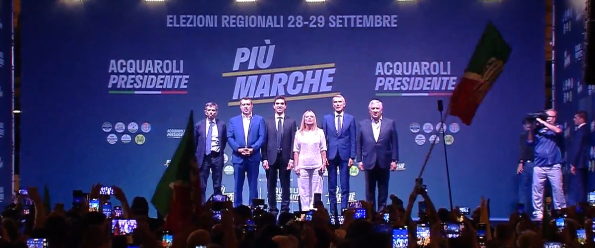 Meloni lancia lo sprint per Acquaroli: “Abbiamo invertito il declino delle Marche. Orgogliosa del lavoro fatto”