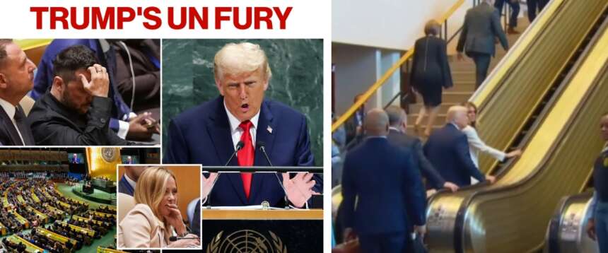 Trump all’Onu, due guasti fanno una prova, scala mobile e ‘gobbo’ rotti: “Il responsabile è nei guai” (video)