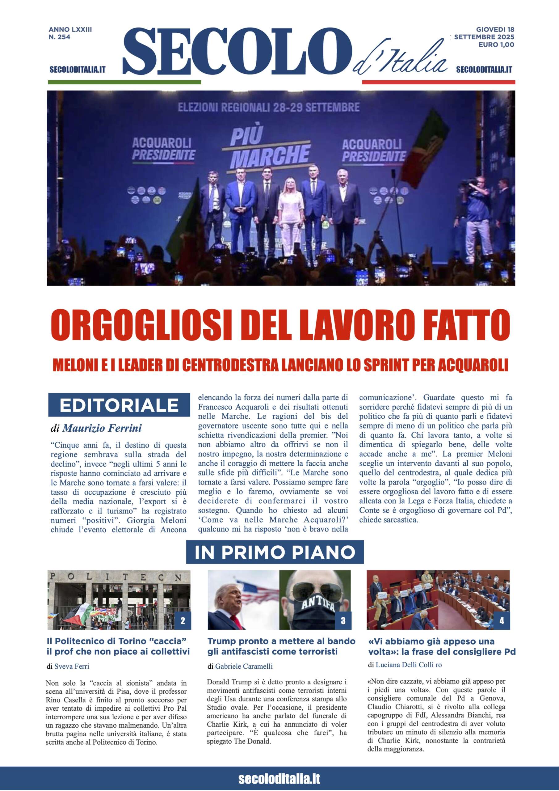 Giovedi 18 settembre 2025