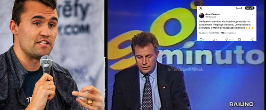 Anche Gianni Cerqueti tra gli odiatori di sinistra. Festeggia la “mira giusta” per Kirk ed esalta Odifreddi: “Sempre con lui” Anche Gianni Cerqueti tra gli odiatori di sinistra. Festeggia la “mira giusta” per Kirk ed esalta Odifreddi: “Sempre con lui”