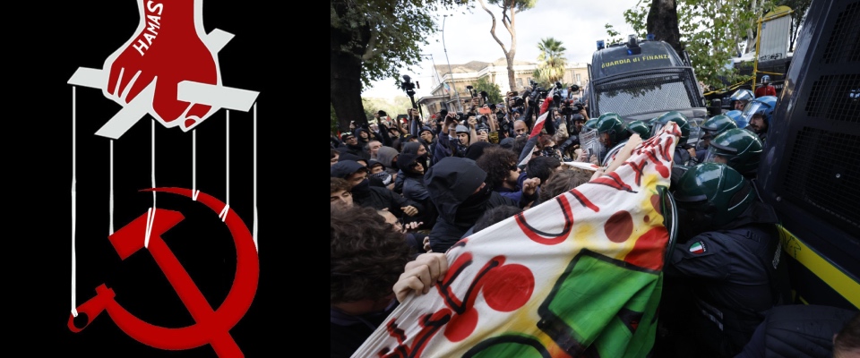 La mano rossa dell’Islam, altro che pro Pal: l’estrema sinistra rancorosa scende in piazza per Hamas