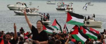 Un’immagine della partenza della Global Sumud Flotilla