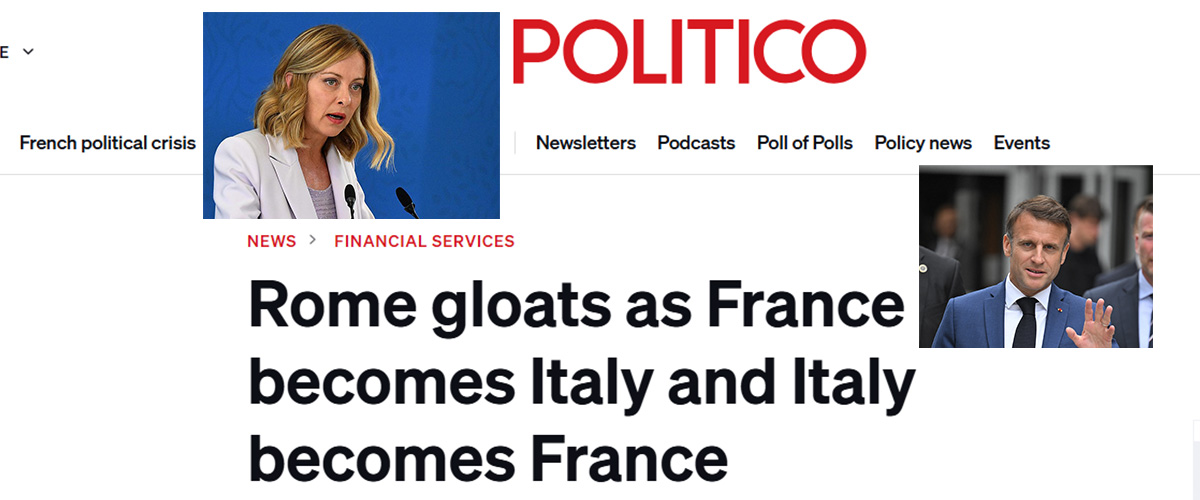Le “grandeur” italiana e il crollo della Francia. “Roma gode, dopo le offese ricevute…”, scrive “Politico”
