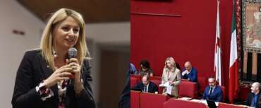 La consigliera di FdI a Genova, Alessandra Bianchi. Nell’altra foto, il sindaco Silvia Salis