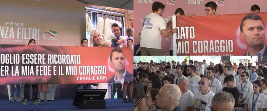 Omaggio da brividi a Charlie Kirk dai ragazzi di FdI: striscione e un minuto di silenzio che l’Europarlamento ha negato (video) Omaggio da brividi a Charlie Kirk dai ragazzi di FdI: striscione e un minuto di silenzio che l’Europarlamento ha negato (video)