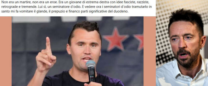 Prepuzio, glande e duodeno. Il post rivoltante di Scanzi su Kirk e la destra cattiva. Fino a quando? Prepuzio, glande e duodeno. Il post rivoltante di Scanzi su Kirk e la destra cattiva. Fino a quando?
