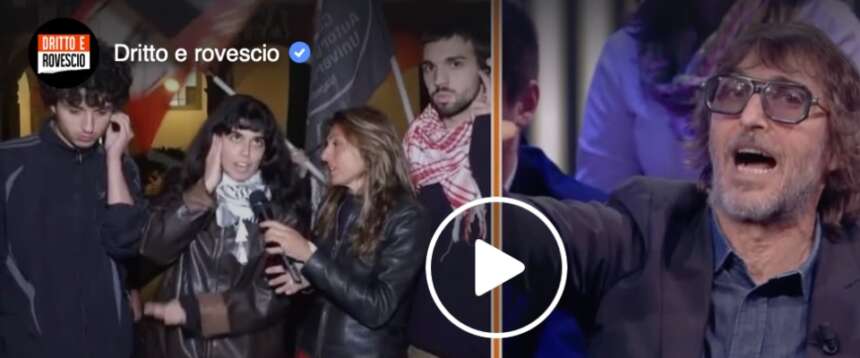 Cruciani “folgora” una manifestante pro-Pal: “Condannate le violenze di piazza?”. Ma lei, imbarazzata, non risponde (video)