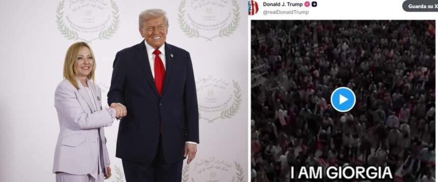 Trump posta su Truth Social il famoso refrain “Io sono Giorgia”: e a sinistra qualcuno starà masticando amaro… (video) Trump posta su Truth Social il famoso refrain “Io sono Giorgia”: e a sinistra qualcuno starà masticando amaro… (video)