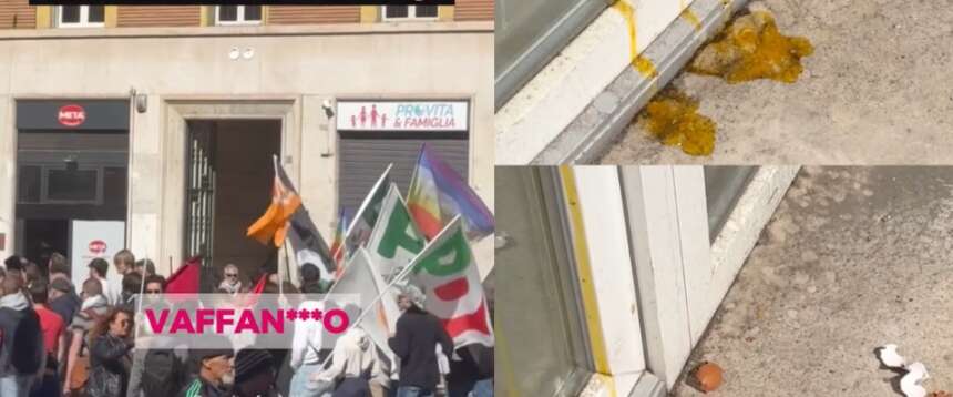 “Militanti di Pd e Cgil ci hanno insultato e lanciato uova contro la sede”: la denuncia di Pro vita (video)