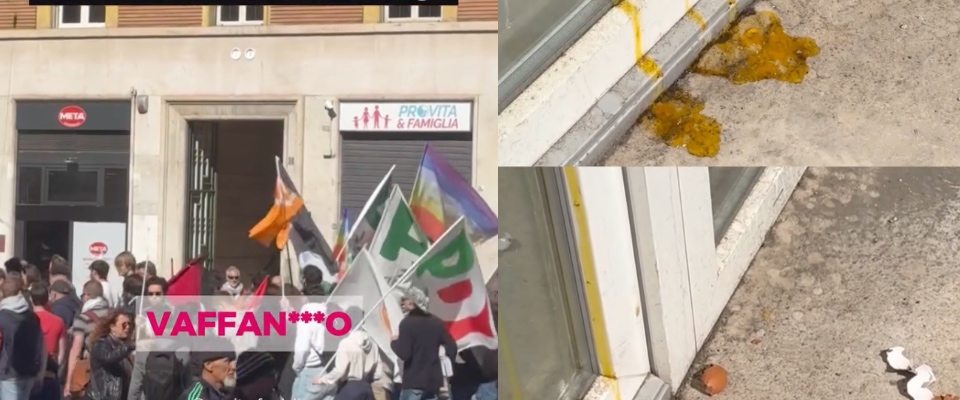 “Militanti di Pd e Cgil ci hanno insultato e lanciato uova contro la sede”: la denuncia di Pro vita (video)