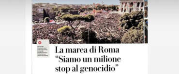 Piazza piena per il popolo Pro Pal? No, la foto di “Repubblica” è di una protesta anti-Renzi del 2015