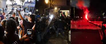 Tre momenti delle manifestazioni di collettivi e pro-Pal a Livorno, Bologna e Torino