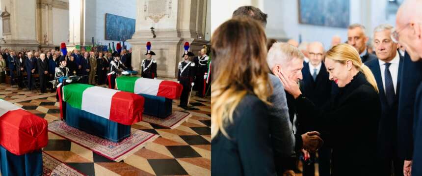 Sgomento ai funerali dei tre carabinieri eroi, l’omelia: “Hanno servito la Patria con amore”. La commozione di Mattarella e Meloni Sgomento ai funerali dei tre carabinieri eroi, l’omelia: “Hanno servito la Patria con amore”. La commozione di Mattarella e Meloni
