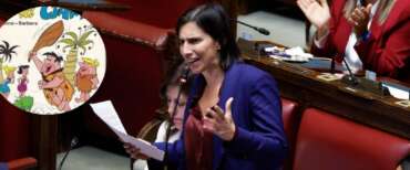 Schlein la pacifista in Aula con l’elmetto: “Meloni molli la clava e faccia la premier”
