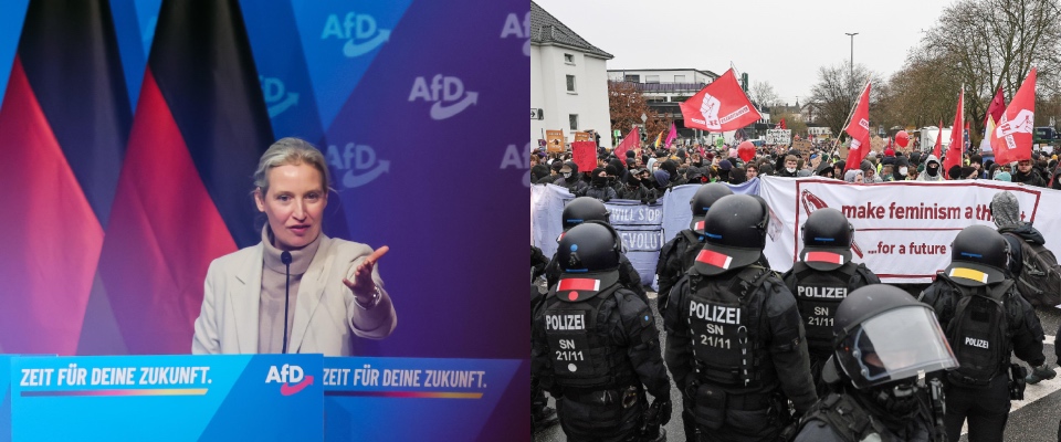 Scontri con la polizia e blocchi stradali: guerriglia antagonista contro il nuovo movimento giovanile dell’Afd Scontri con la polizia e blocchi stradali: guerriglia antagonista contro il nuovo movimento giovanile dell’Afd