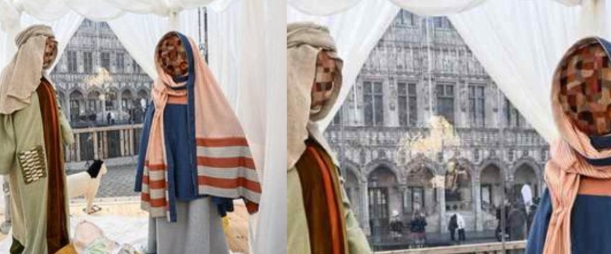 Il presepe della sharia, sfregio a Bruxelles: Gesù, Giuseppe e Maria senza volto. Come neutralizzare le nostre radici