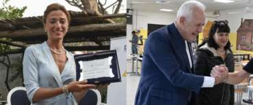 Cristina Manetti, già portavoce di Giani oggi assessore alla Felicità, Eugenio Giani al seggio elettorale con la moglie