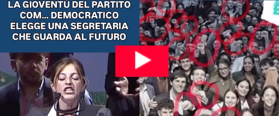 La gaffe del presidente dei Giovani democratici: “Siamo una risorsa per il Partito Com…”. Poi si corregge. Pugni chiusi a fine congresso (video)