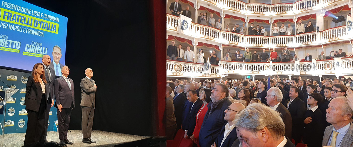 Napoli abbraccia Cirielli: “Campania in ginocchio con la sinistra”. Crosetto: “Edmondo è un cavallo di razza” Napoli abbraccia Cirielli: “Campania in ginocchio con la sinistra”. Crosetto: “Edmondo è un cavallo di razza”