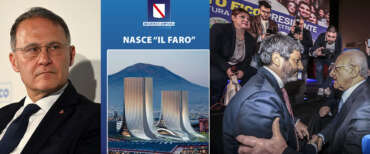 Cirielli “abbatte”  il “monumento” faraonico di De Luca: “Basta cemento selvaggio”. E Fico vuol farlo a pezzi…