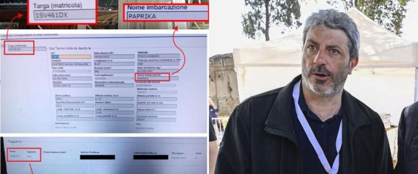 Il documento di proprietà della barca “Paprika”; Roberto Fico