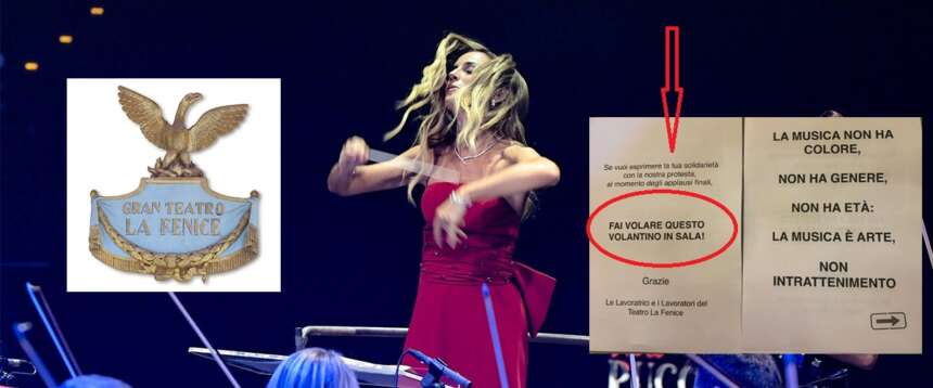 La Fenice, buona la “prima”: 7 minuti di applausi. Peccato per il triste volantinaggio degli “haters” anti-Venezi e anti-destra (video)