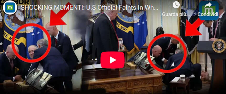 Panico nella Sala Ovale della Casa Bianca: un ospite si accascia, ma Trump resta impassibile (video)