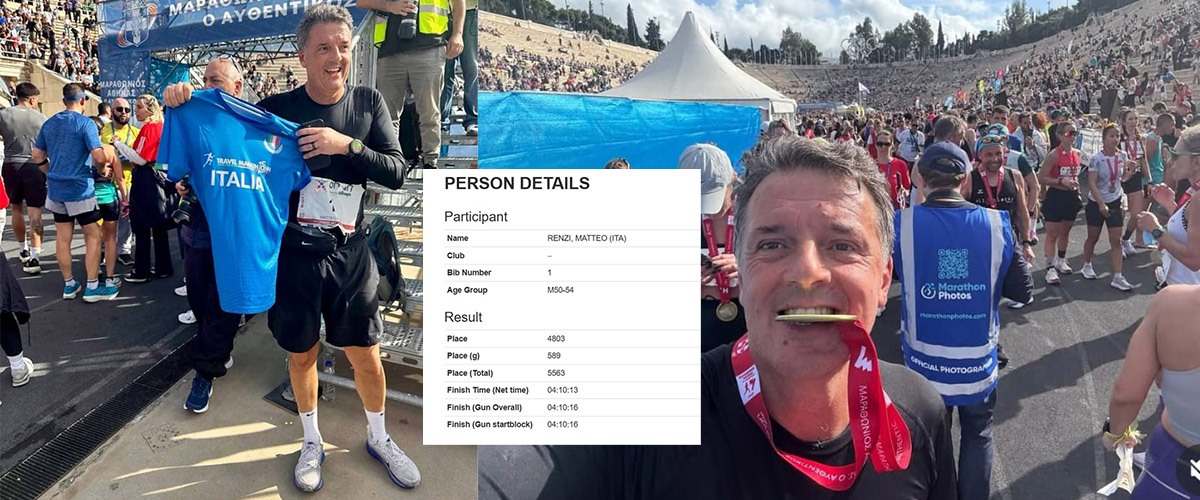 Renzi finisce la maratona di Atene in 4 ore, arriva al 4.803esimo posto e si commuove: “Orgoglio e lacrime…” Renzi finisce la maratona di Atene in 4 ore, arriva al 4.803esimo posto e si commuove: “Orgoglio e lacrime…”