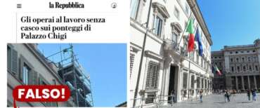 Un’altra bufala di Repubblica: operai senza casco a Palazzo Chigi. La premier: tutto falso