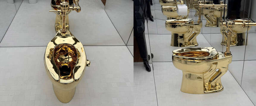 Il “made in Italy” funziona anche nell’arte pop. La “toilette d’oro” di Cattelan venduta per 12 milioni di dollari