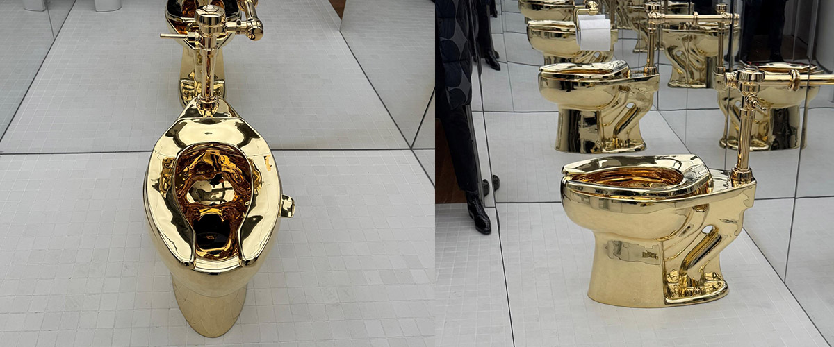 Il “made in Italy” funziona anche nell’arte pop. La “toilette d’oro” di Cattelan venduta per 12 milioni di dollari