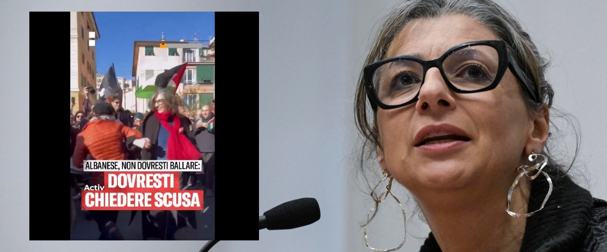 Albanese non si scusa, ma si esibisce in un ballo scatenato al corteo pro Pal. FdI: “Malafede o incoscienza?” (video)